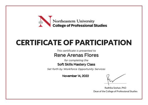 Northeastern University certificate